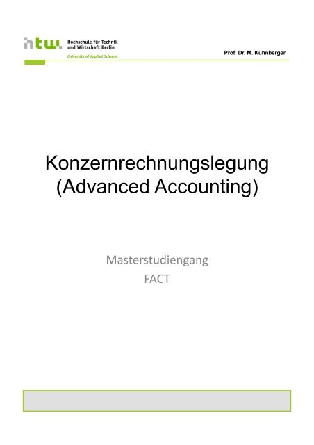 Konzernrechnungslegung (Advanced Accounting)