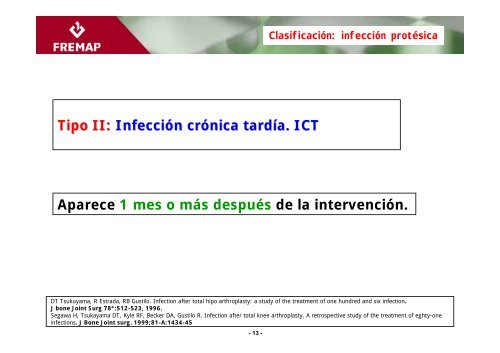 clasificación y tratamiento de la infección protésica - Aymon