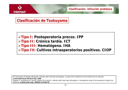 clasificación y tratamiento de la infección protésica - Aymon