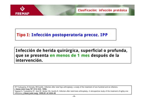 clasificación y tratamiento de la infección protésica - Aymon