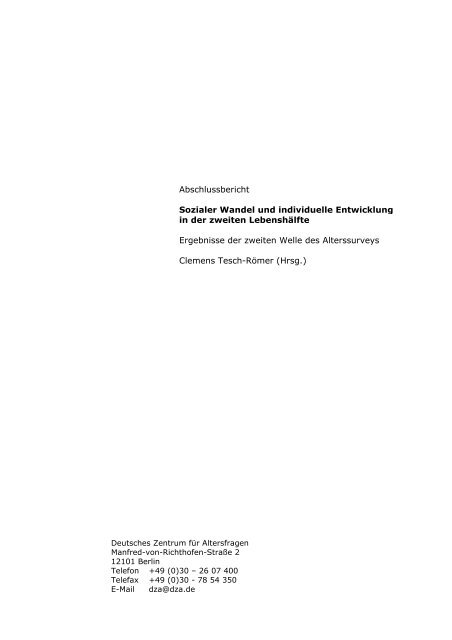 Abschlussbericht Sozialer Wandel Und Individuelle Entwicklung In