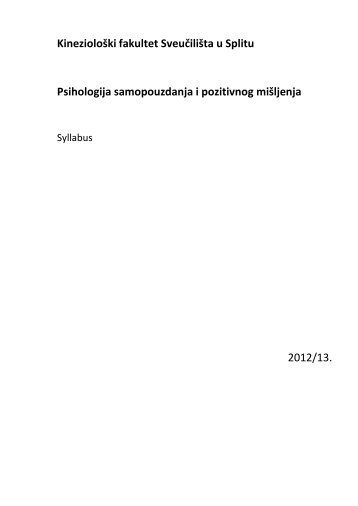 Syllabus - Kineziološki Fakultet u Splitu