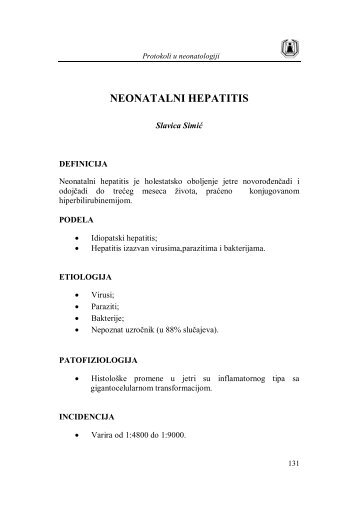 Neonatalni hepatitis je holestatsko