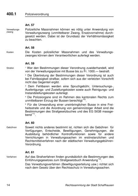 400.1 Polizeiverordnung der Stadt Schaffhausen (POV)