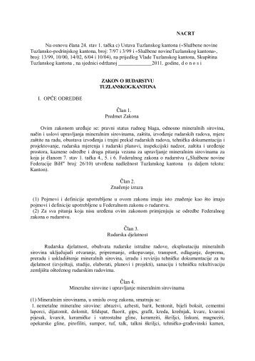 zakon o rudarstvu tuzlanskog kantona - Tuzlanski kanton - Vlada