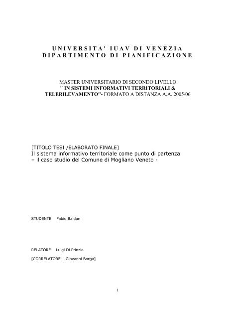 universita' iuav di venezia dipartimento di pianificazione - Facoltà di ...