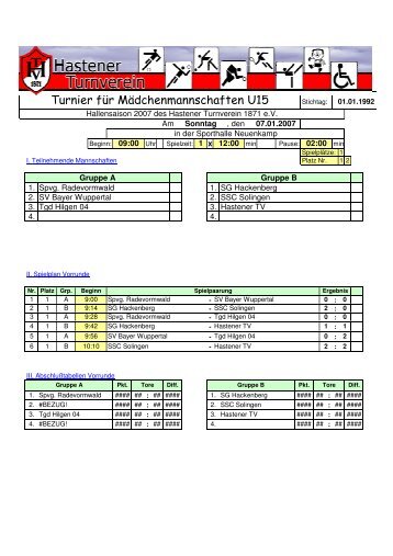 Turnier für Mädchenmannschaften U15 - TV Hasten 1871 e.V. ...