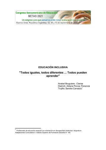 "Todos iguales, todos diferentes ... Todos pueden aprender"