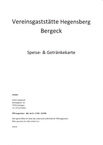 Speise- und Getränkekarte.