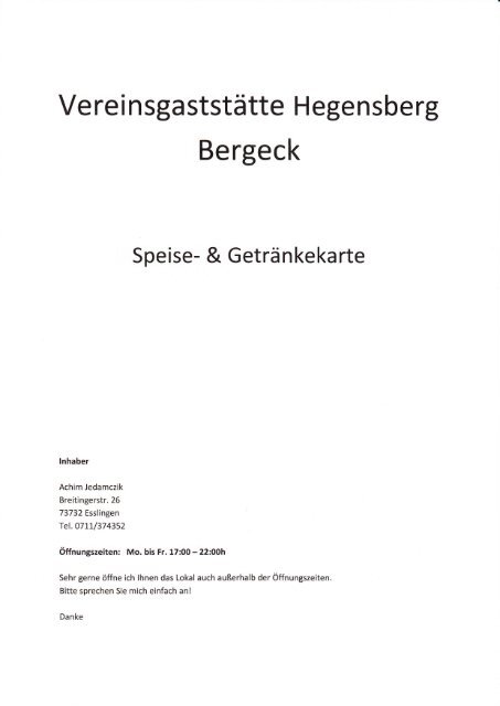 Speise- und Getränkekarte.