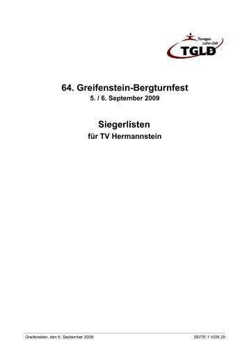 64. Greifenstein-Bergturnfest Siegerlisten - TV Hermannstein