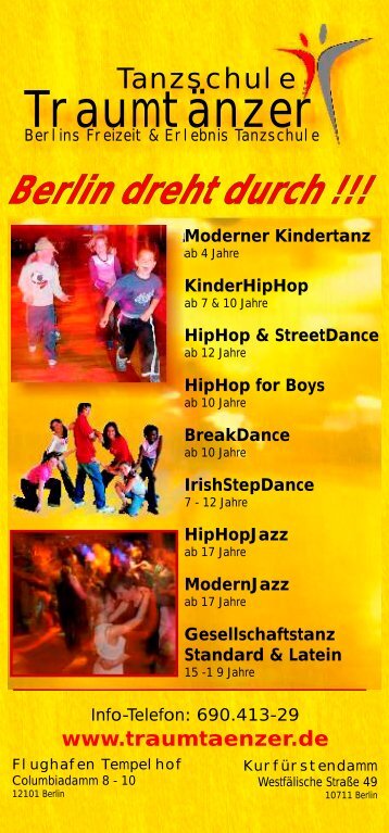 Kindertanz & HipHop Flyer als pdf-Datei - Tanzschule Traumtänzer