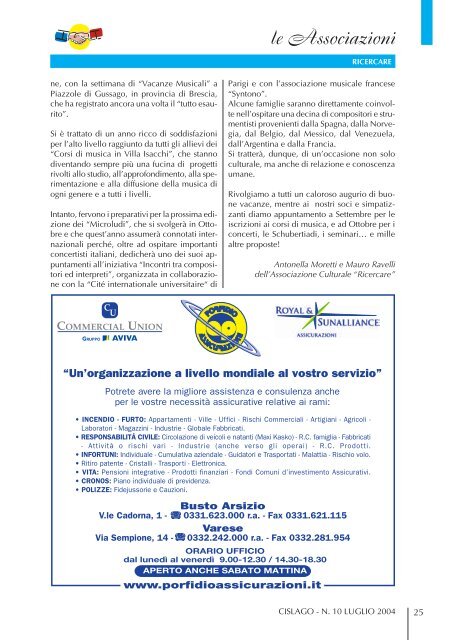 le Associazioni - Comune di Cislago