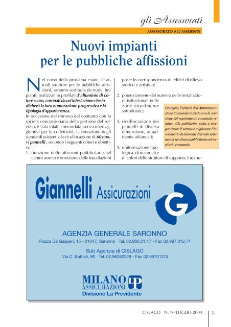 le Associazioni - Comune di Cislago