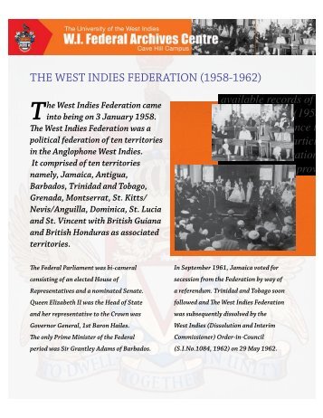 The records of The West Indies Federation (1958 – 1962)