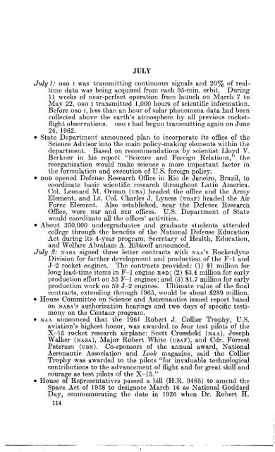 Astronautical and Aeronautical Events of 1962 - NASA's History Office