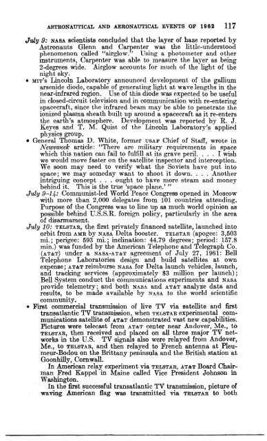 Astronautical and Aeronautical Events of 1962 - NASA's History Office