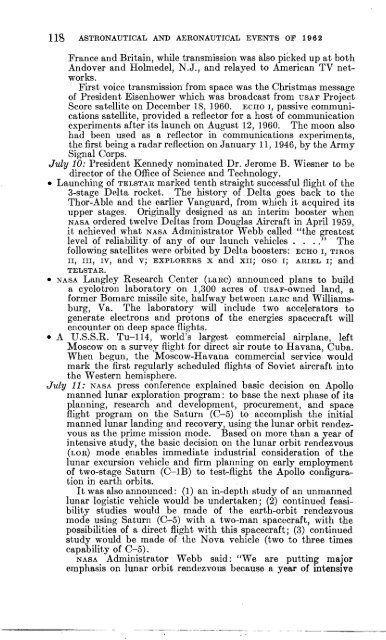 Astronautical and Aeronautical Events of 1962 - NASA's History Office