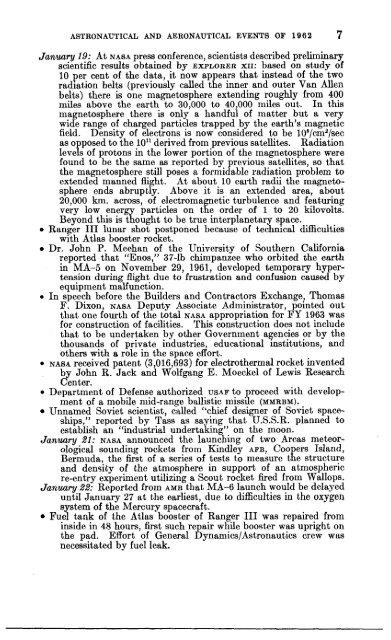 Astronautical and Aeronautical Events of 1962 - NASA's History Office