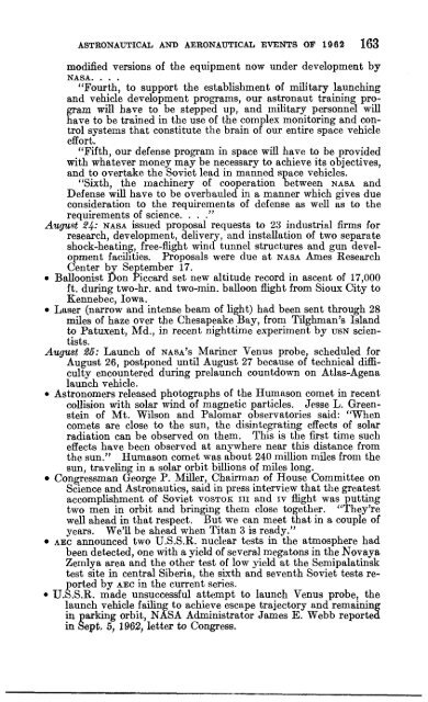 Astronautical and Aeronautical Events of 1962 - NASA's History Office