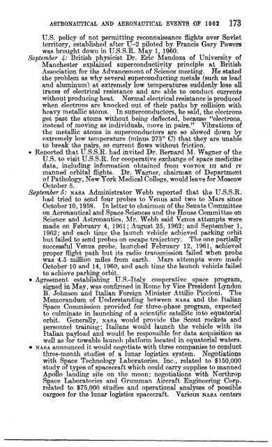 Astronautical and Aeronautical Events of 1962 - NASA's History Office