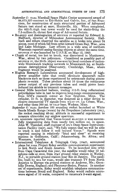 Astronautical and Aeronautical Events of 1962 - NASA's History Office