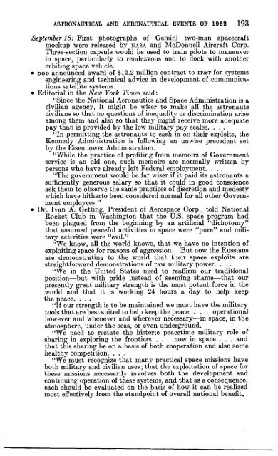 Astronautical and Aeronautical Events of 1962 - NASA's History Office