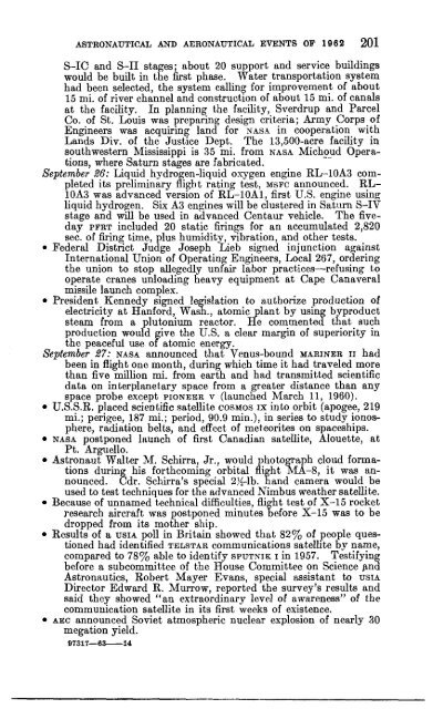 Astronautical and Aeronautical Events of 1962 - NASA's History Office