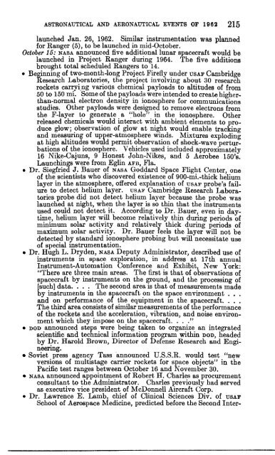 Astronautical and Aeronautical Events of 1962 - NASA's History Office