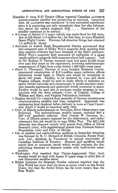 Astronautical and Aeronautical Events of 1962 - NASA's History Office