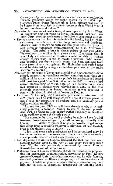 Astronautical and Aeronautical Events of 1962 - NASA's History Office