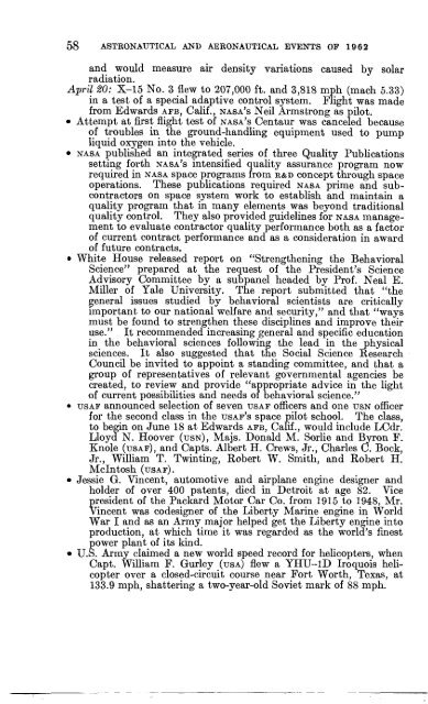 Astronautical and Aeronautical Events of 1962 - NASA's History Office