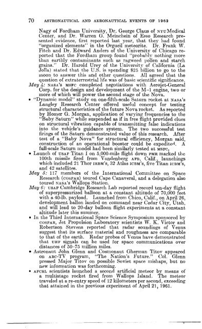 Astronautical and Aeronautical Events of 1962 - NASA's History Office