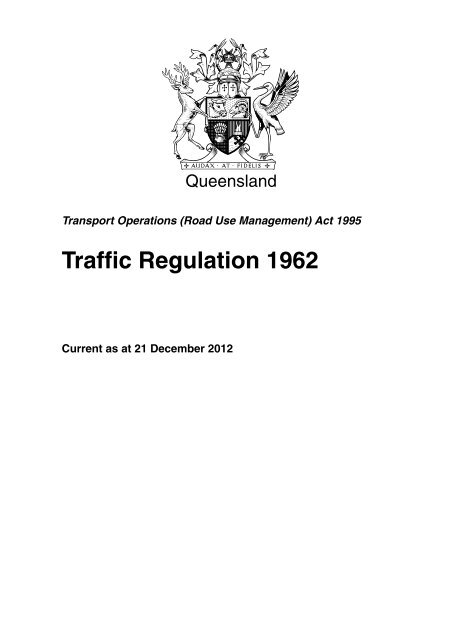 Traffic Regulation 1962 - Queensland Legislation