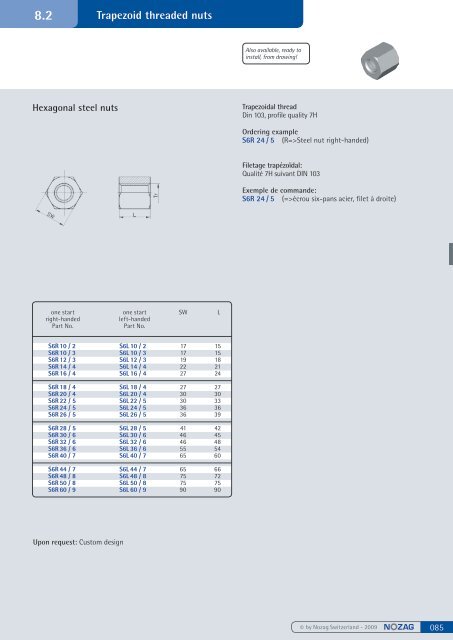 Spur gears steel, milled - Nozag AG