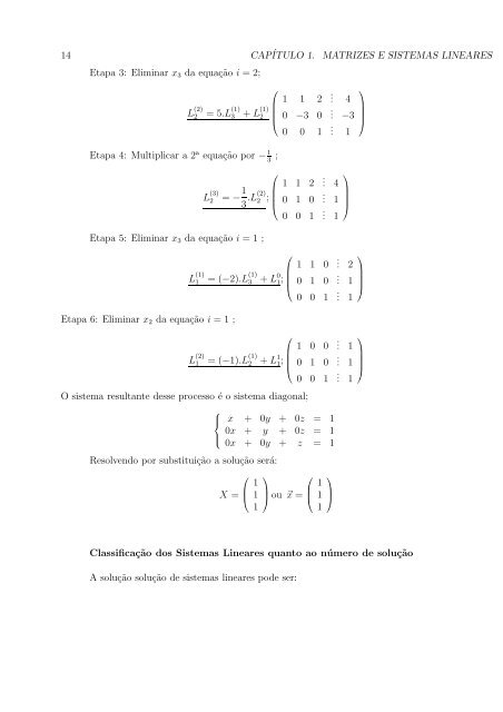 Cap´ıtulo 1 Matrizes e Sistemas Lineares