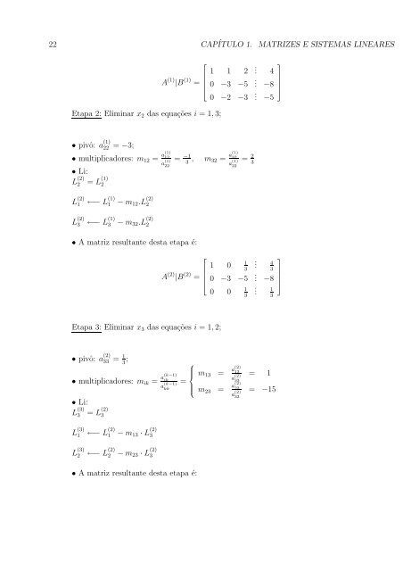 Cap´ıtulo 1 Matrizes e Sistemas Lineares