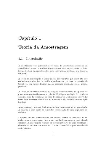 Cap´ıtulo 1 Teoria da Amostragem