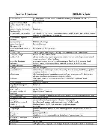 Eponyms & Syndromes ®2000, Derm Facts - Derm Advocate