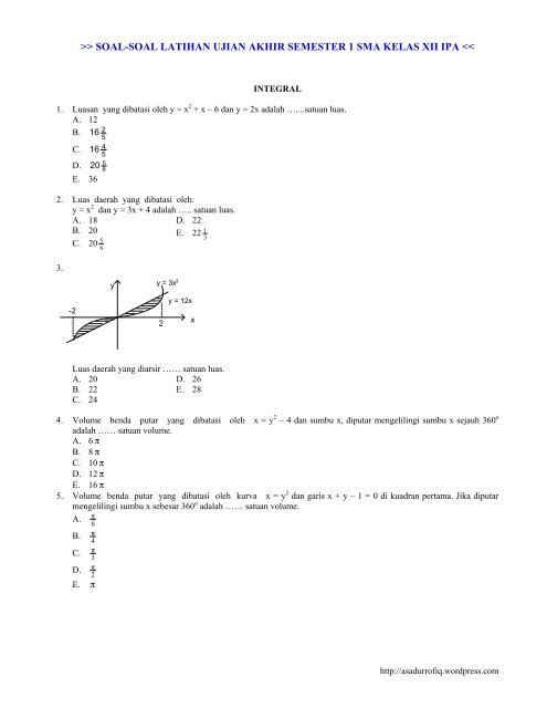 soal-soal latihan ujian akhir semester 1 sma kelas xii ipa