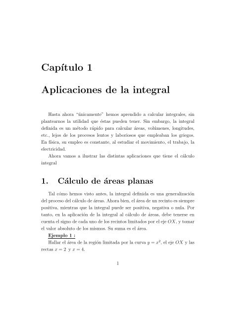 Cap´ıtulo 1 Aplicaciones de la integral
