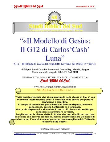 “«Il Modello di Gesù»: Il G12 di Carlos'Cash' Luna” - Centro Rey