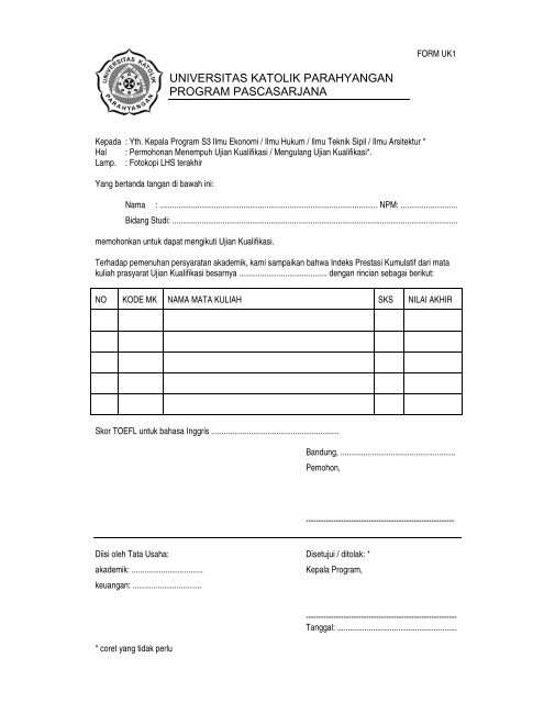 2. formulir ujian kualifikasi.pdf - Unpar