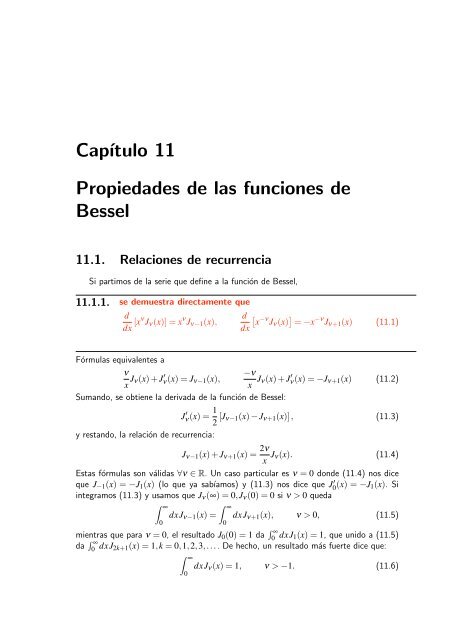 Cap´ıtulo 11 Propiedades de las funciones de Bessel - IFISC