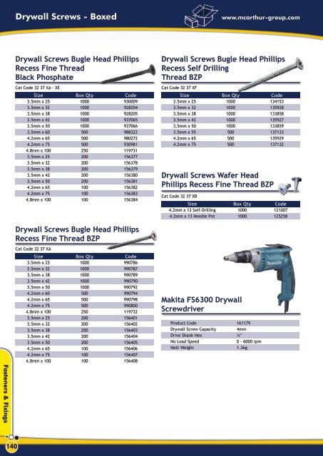 Fixings Products Catalogue PDF - McArthur Group