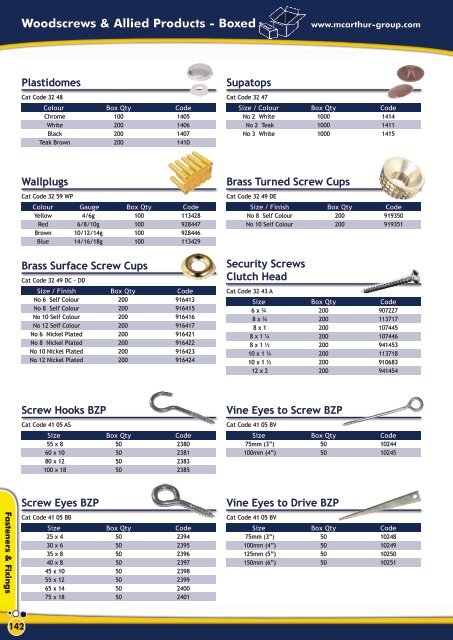 Fixings Products Catalogue PDF - McArthur Group