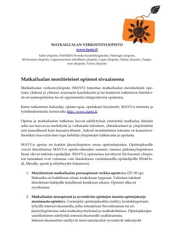 Matkailualan verkostoyliopisto 2013-14 - Oulu