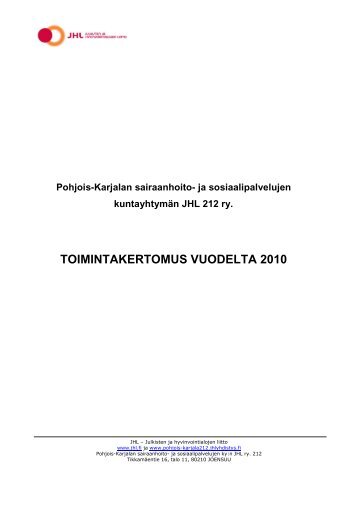 JHL 212 TOIMINTAKERTOMUS 2010.pdf - Pohjois-Karjalan ...