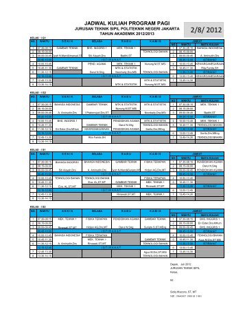 Jadwal Gj 12-13(2Agt).xlsx - Politeknik Negeri Jakarta