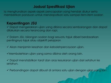 Jadual Spesifikasi Ujian Kepentingan JSU